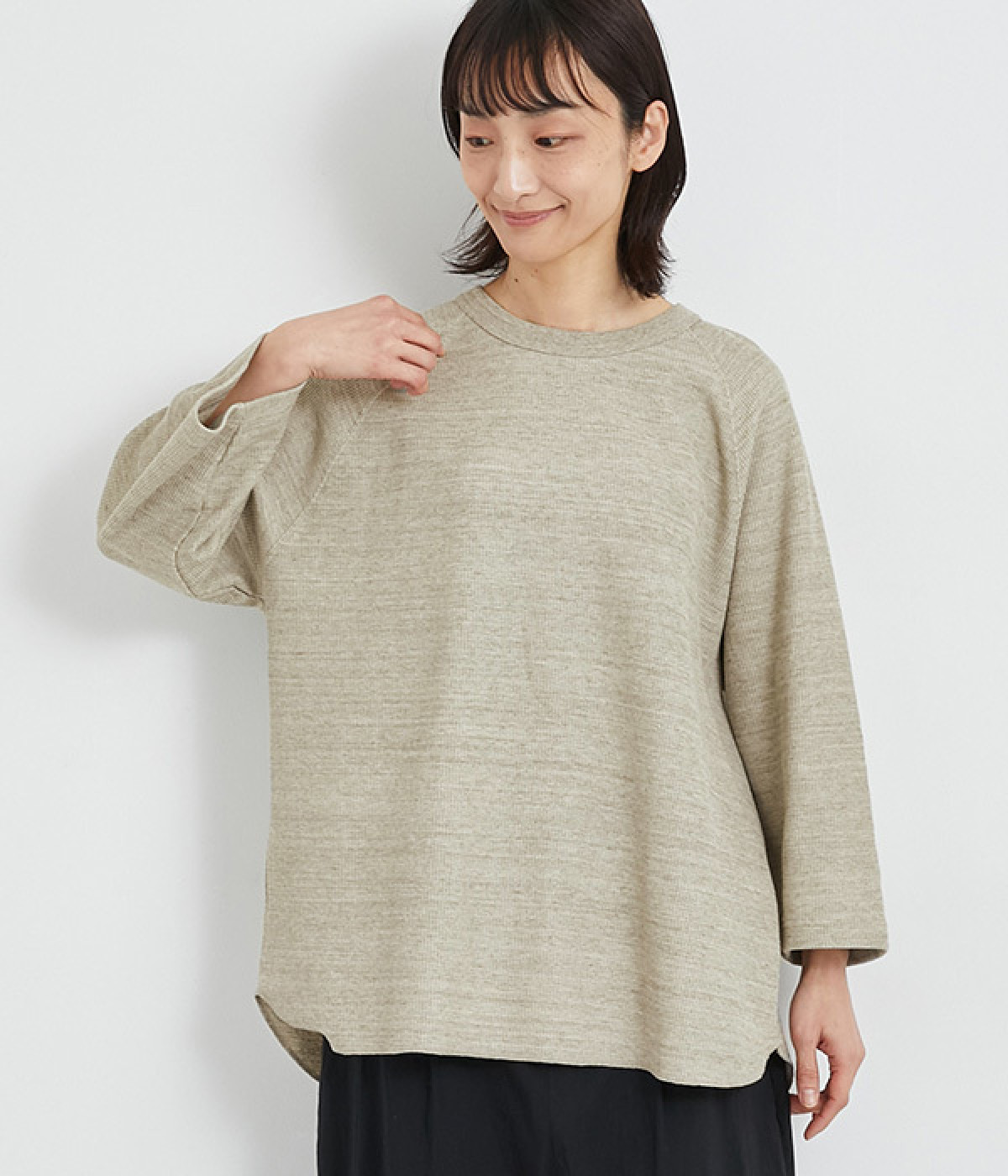 【UNDYED】コットンワッフルプルオーバー(グレー-ONESIZE)