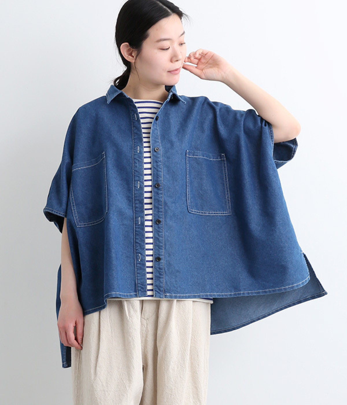 80Zデニムシャツ(ネイビー-ONESIZE)