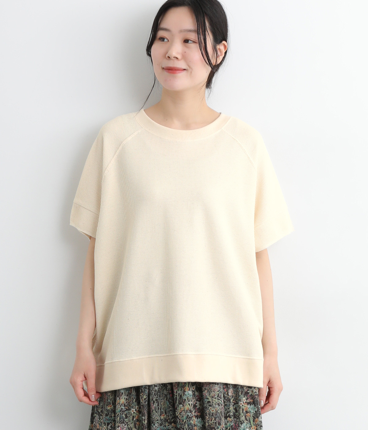 【UNDYED】コットンワッフルプルオーバー(ナチュラル-ONESIZE)
