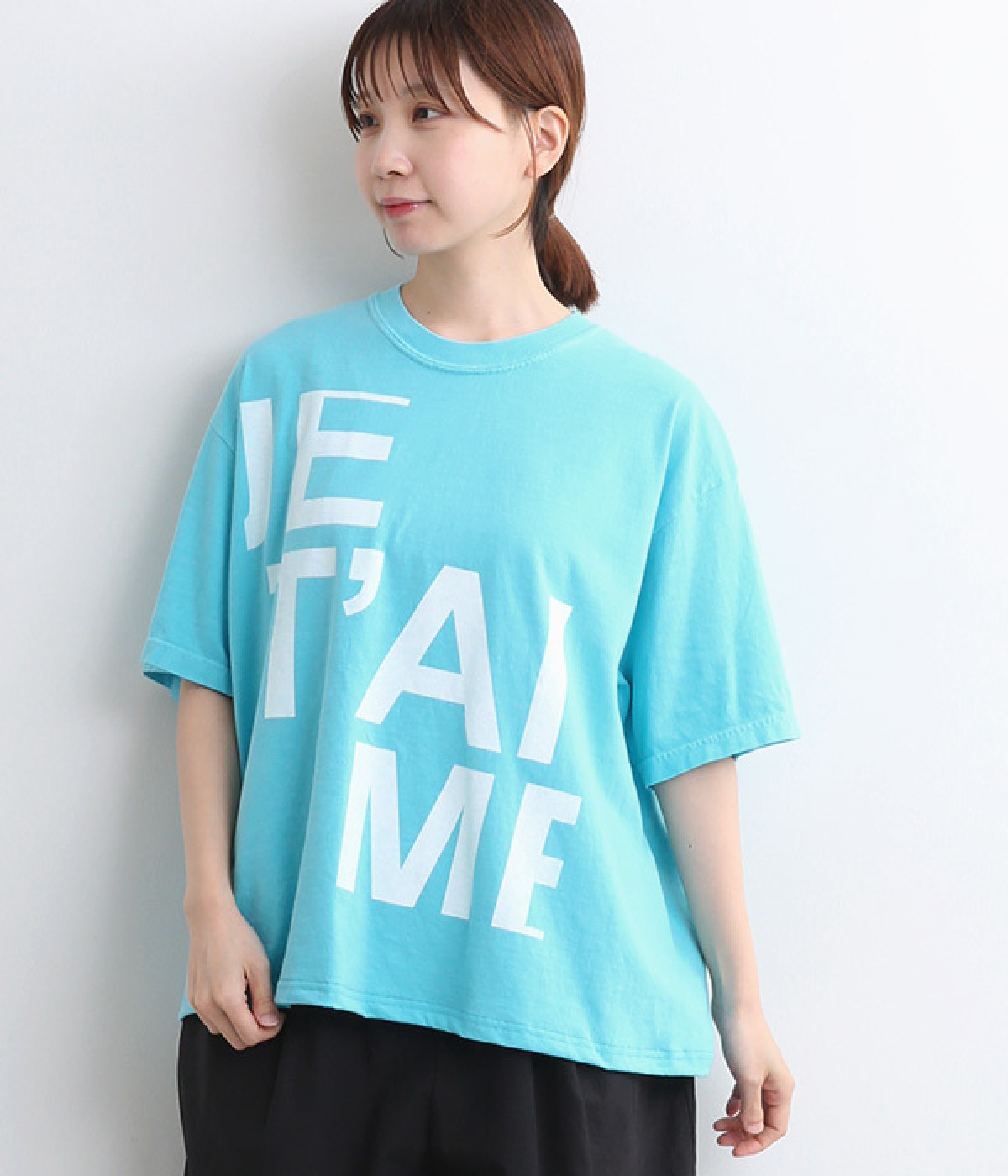 ピグメントダイ　Tシャツ　JET’AIME(ターコイズ-ONESIZE)