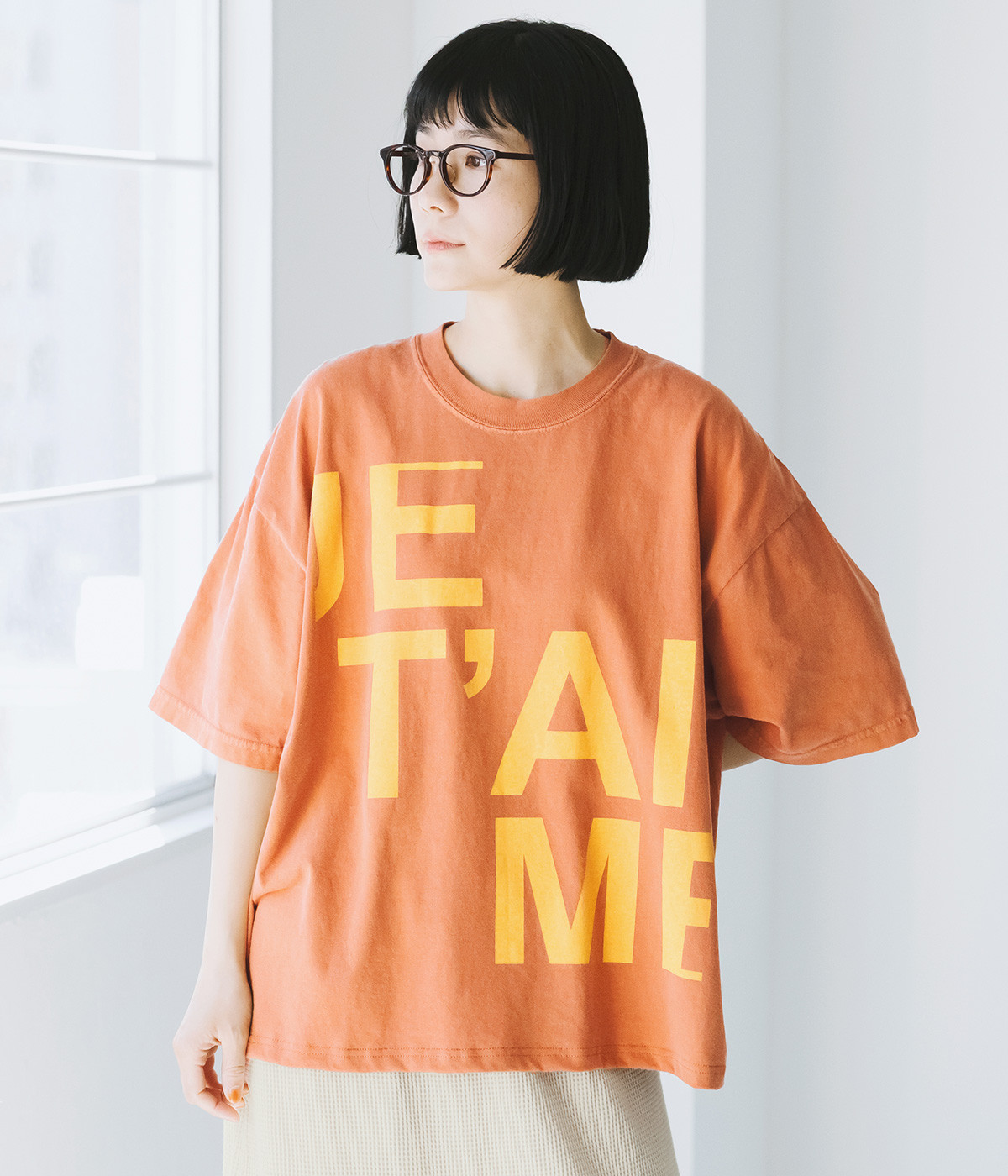 ピグメントダイ　Tシャツ　JET’AIME(テラコッタ-ONESIZE)