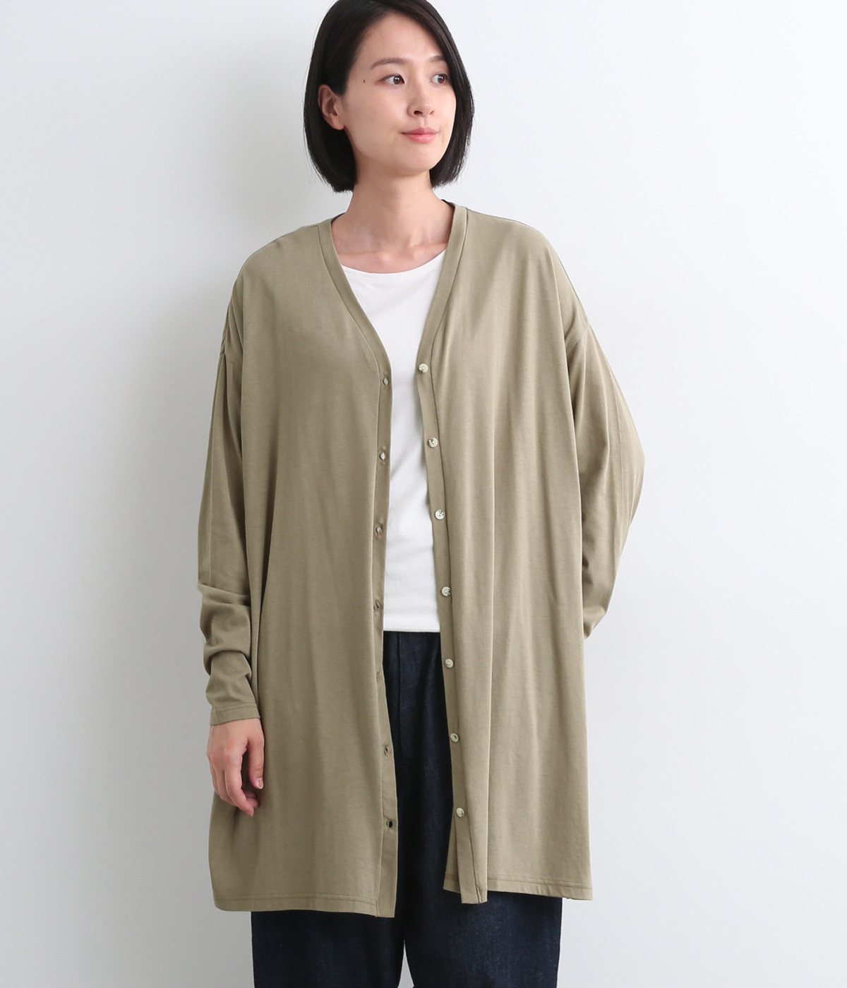 コットンテンセルUVカッットカーディガン(カーキ-ONESIZE)