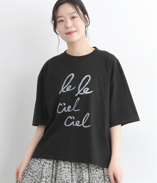 プリント Tシャツ　le ciel(ブラック-ONESIZE)