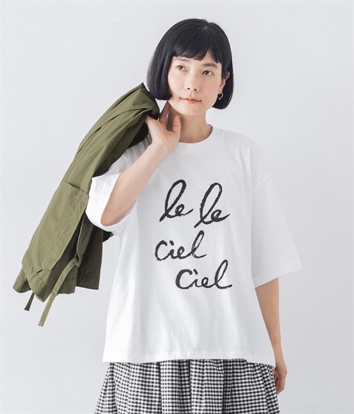 プリント Tシャツ　le ciel(ホワイト-ONESIZE-【限定色】)