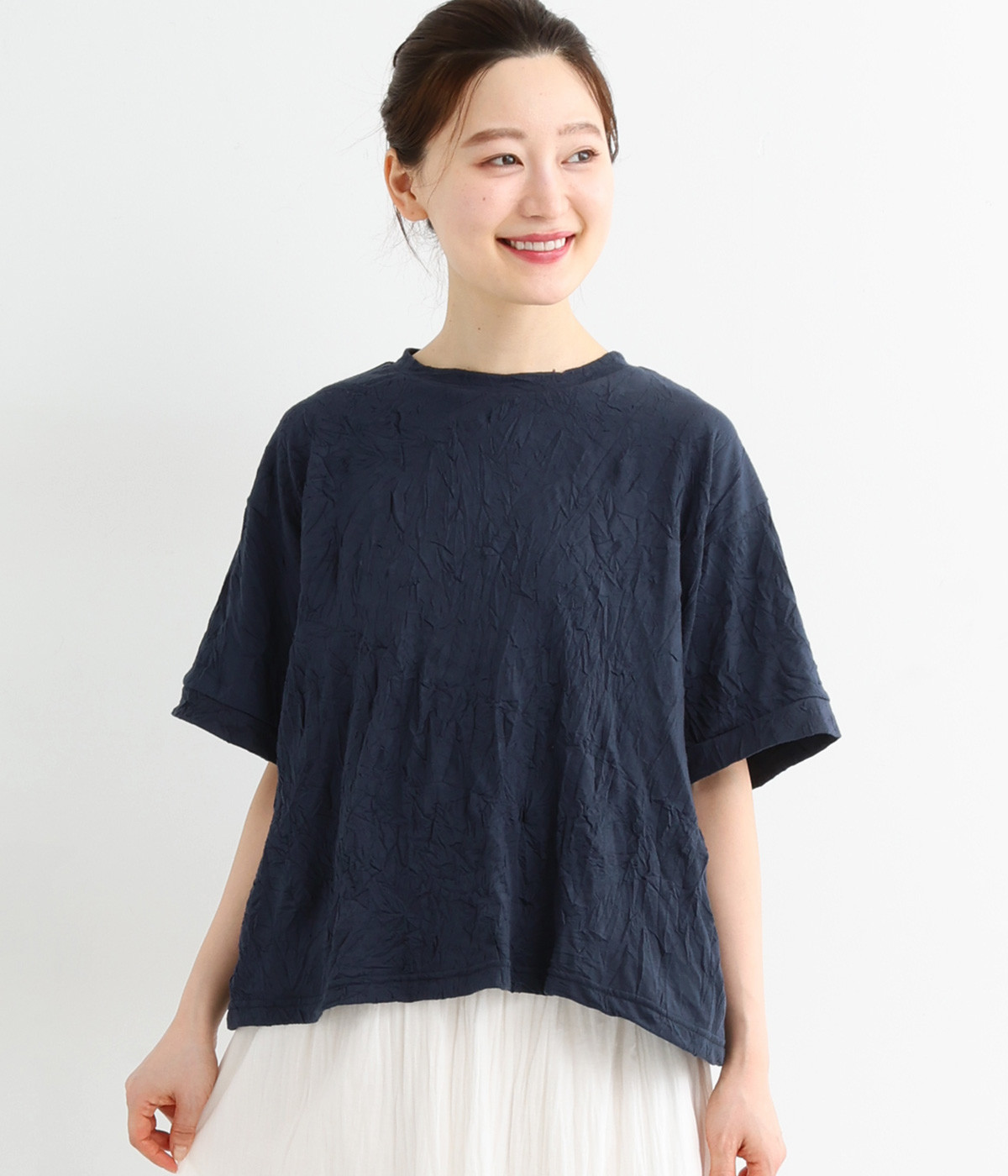 コットンキャッチワッシャープルオーバー(ネイビー-ONESIZE)