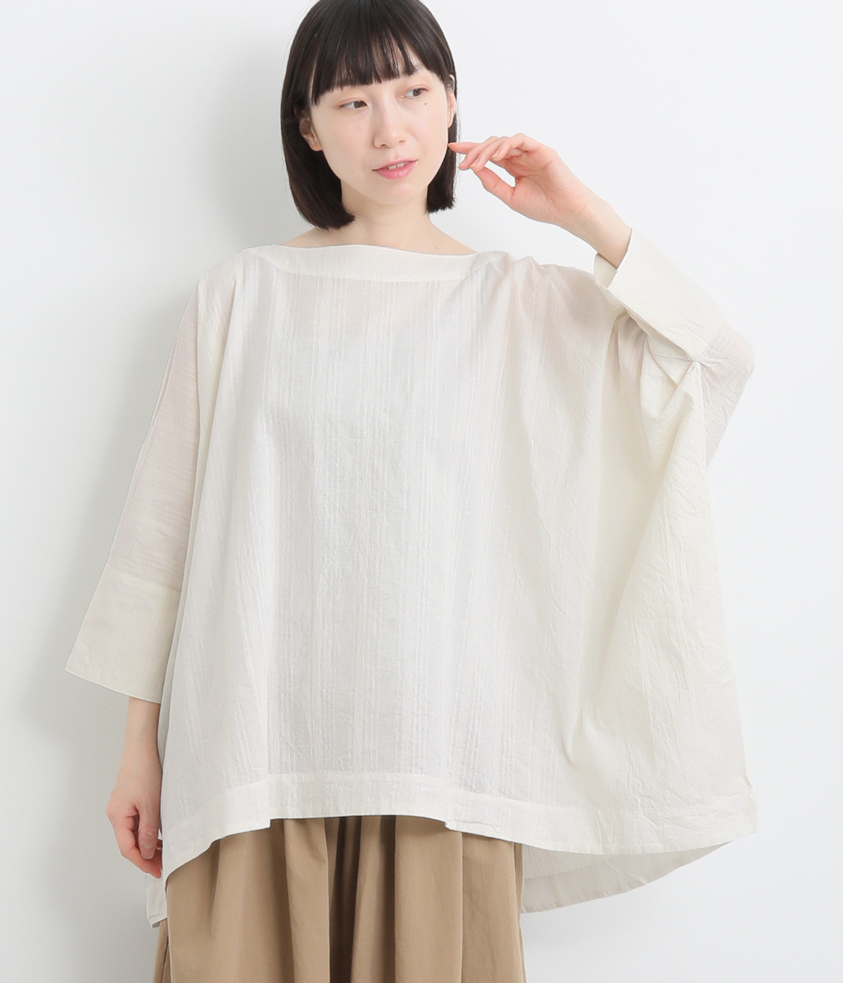 コットンリネンBIGプルオーバー(ナチュラル-ONESIZE)