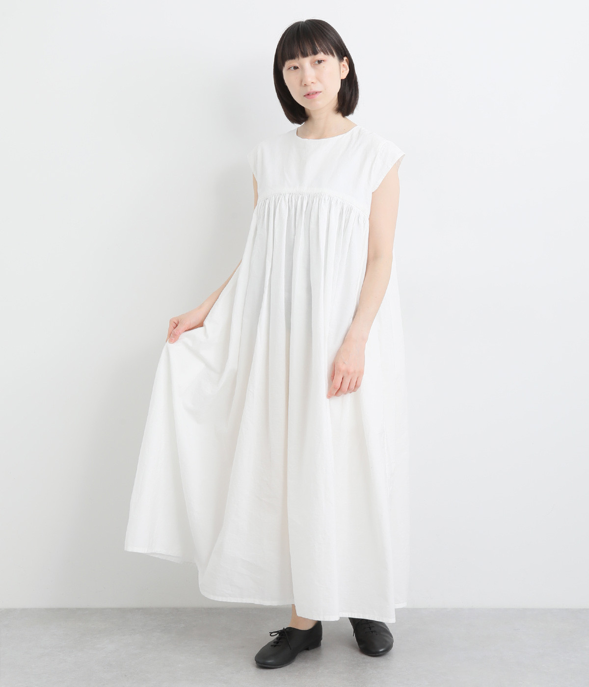 コットンリネンシャンブレー2wayワンピース(ホワイト-ONESIZE)