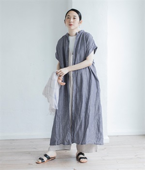リネンダンガリーワンピース