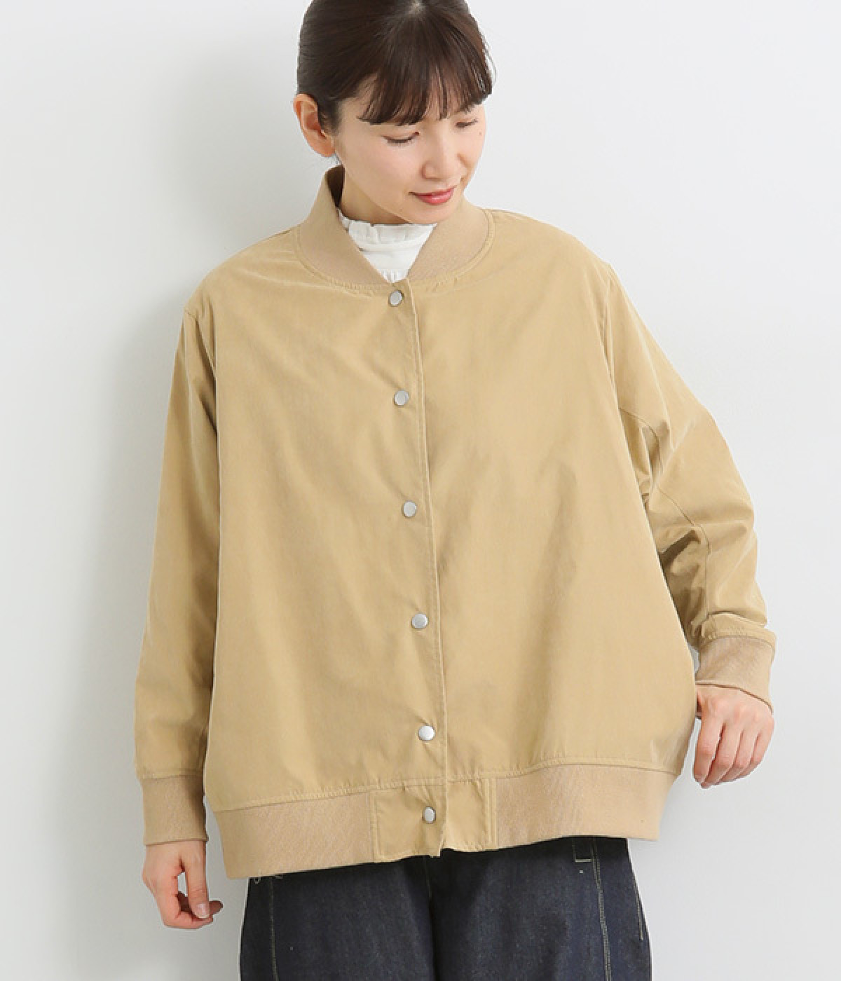 ピーチスキン裏アニマルティラノショートブルゾン(ベージュ-ONESIZE)