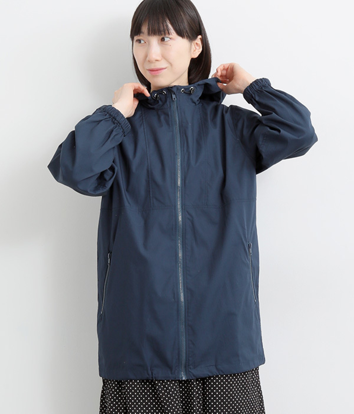 コットンタイプライターマウンテンパーカ(ネイビー-ONESIZE)