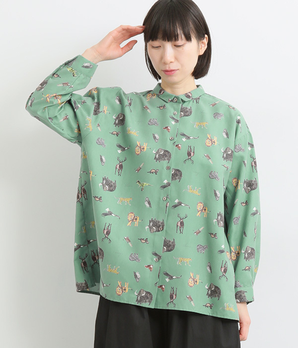 ピーチスキンアニマル×ティラノブラウス(グリーン-ONESIZE)