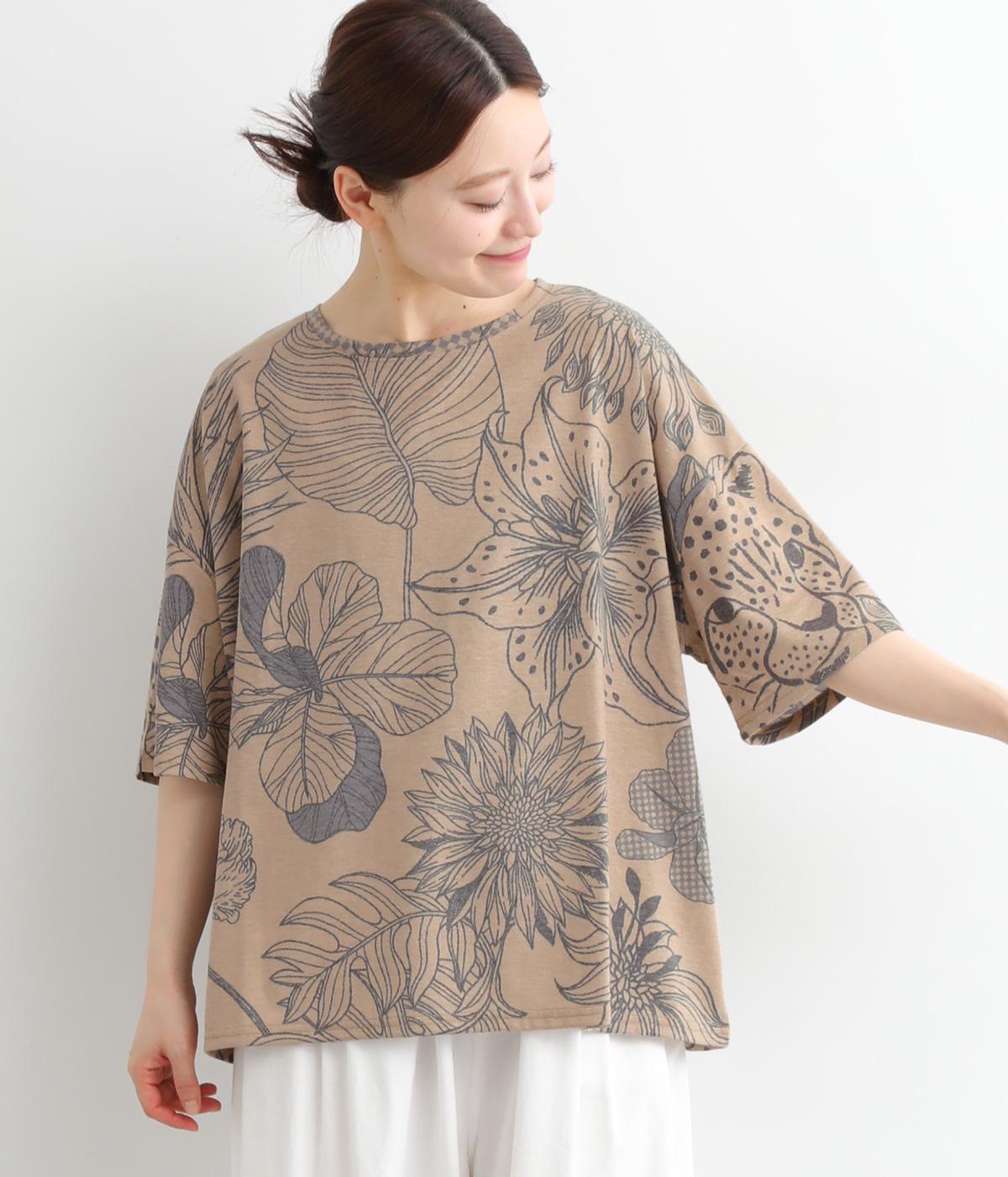 ドルマン半袖Tシャツ(ベージュ-ONESIZE)