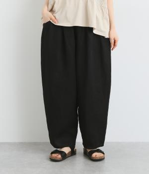 ヴィンテージリネンクロス総ゴムタックパンツ(ブラック-ONESIZE)