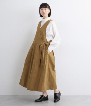 コットンカシュクールジャンパースカート(キャメル-ONESIZE)