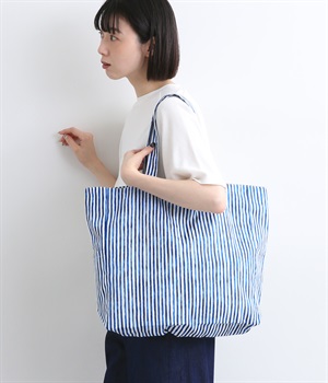 コットンリネンストライプ トートバッグ