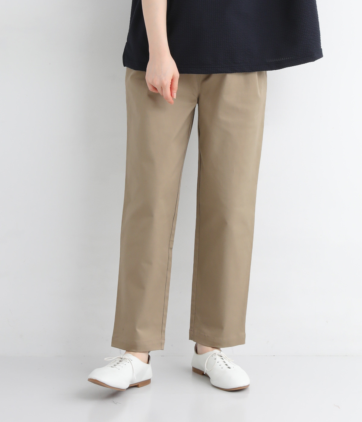 チノストレッチ　テーパードパンツ(ベージュ-ONESIZE)