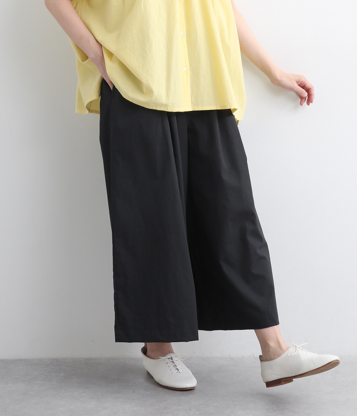 コットンリネンウェザー　タックキュロット(ネイビー-ONESIZE)