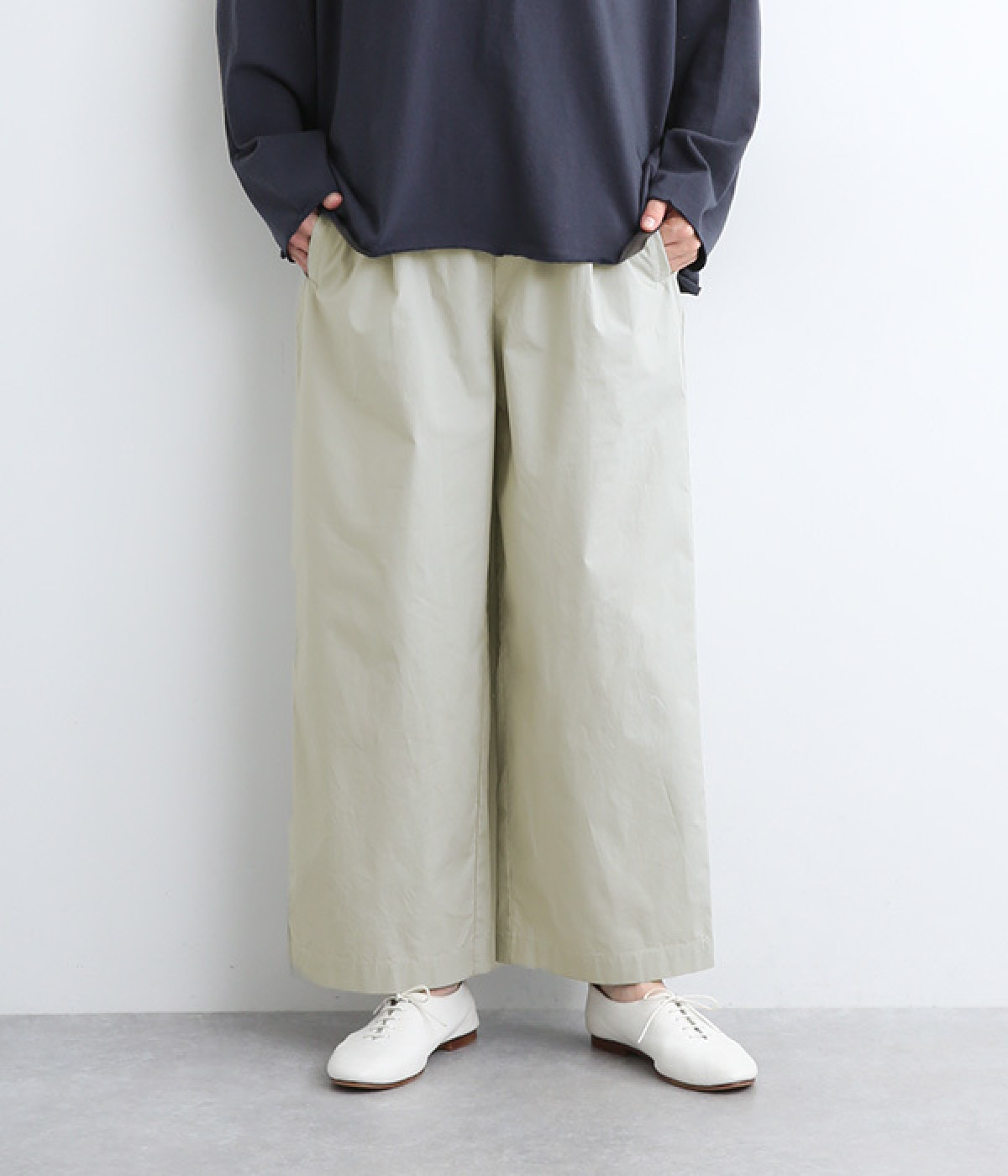 コットン細番手タイプライター箱ポケットパンツ(グレー-ONESIZE)