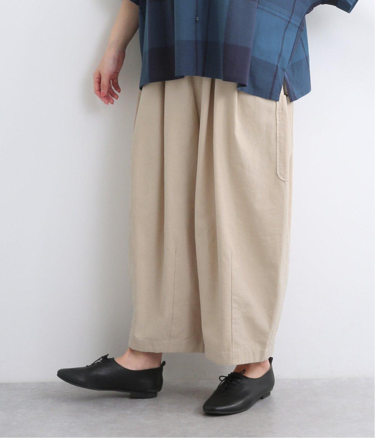 コットンリネン太番手平織り　サイドポケットバルーンパンツ(ベージュ-ONESIZE)