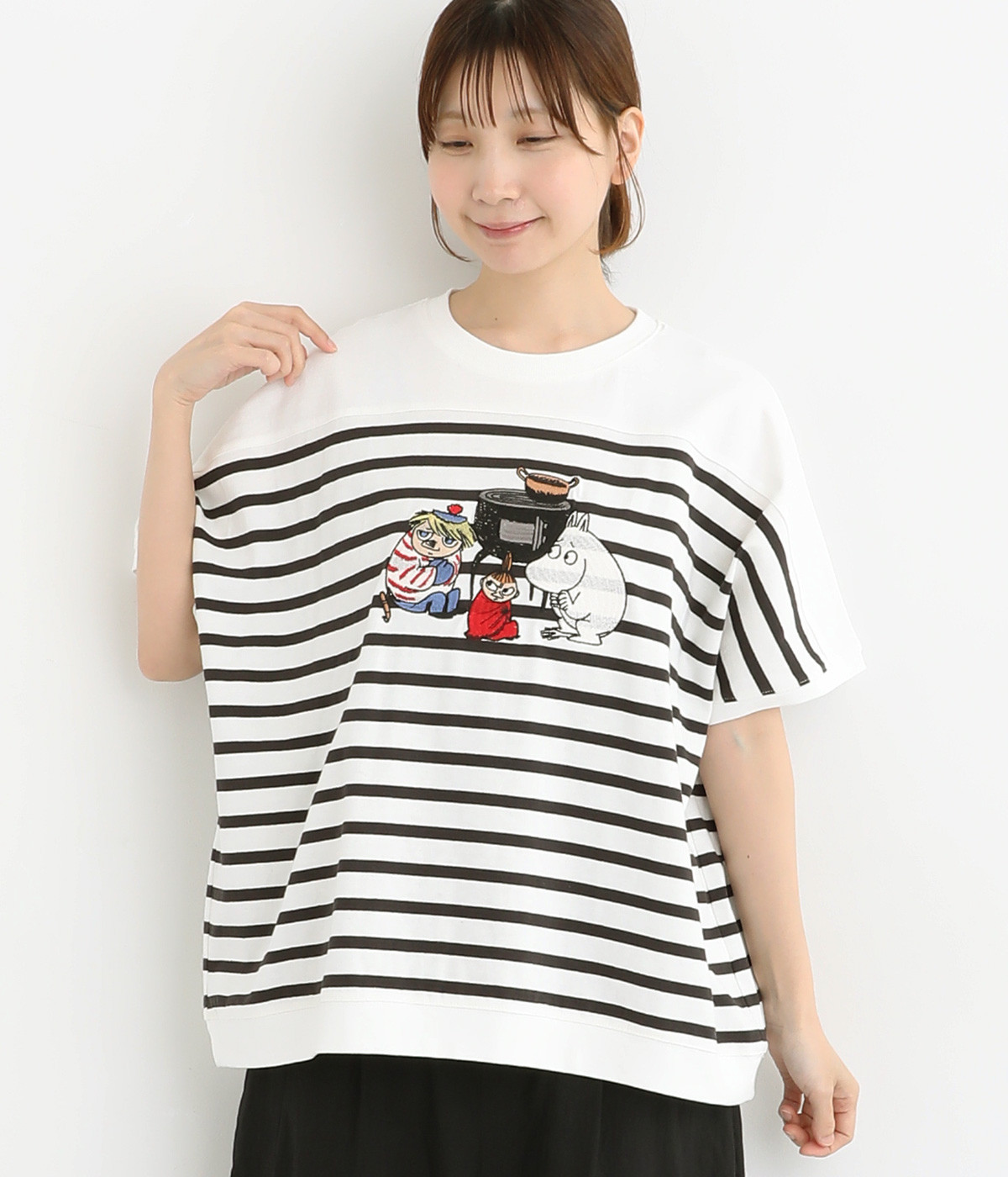 MOOMINドルマンボーダープルオーバー(ホワイト×スミクロ-ONESIZE)