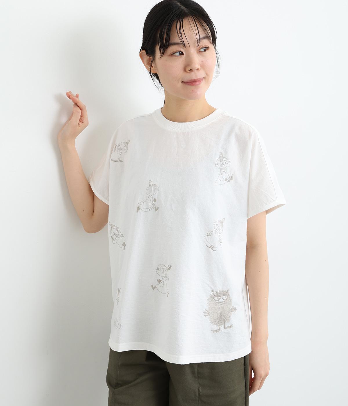 布帛切替 ミイ刺繍フレンチプルオーバー(ホワイト-ONESIZE)
