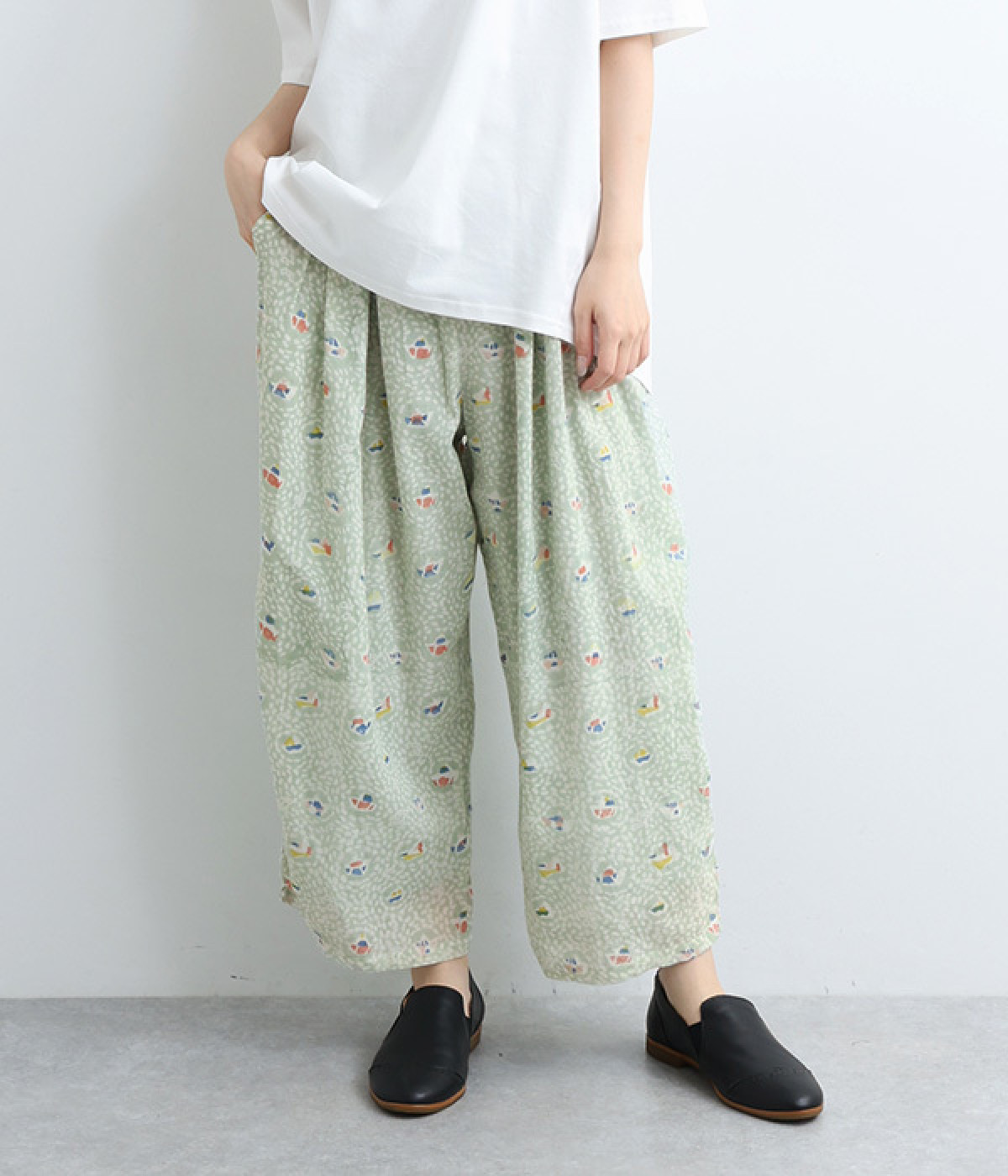 コットンブロックヨットパンツ(グリーン-ONESIZE)
