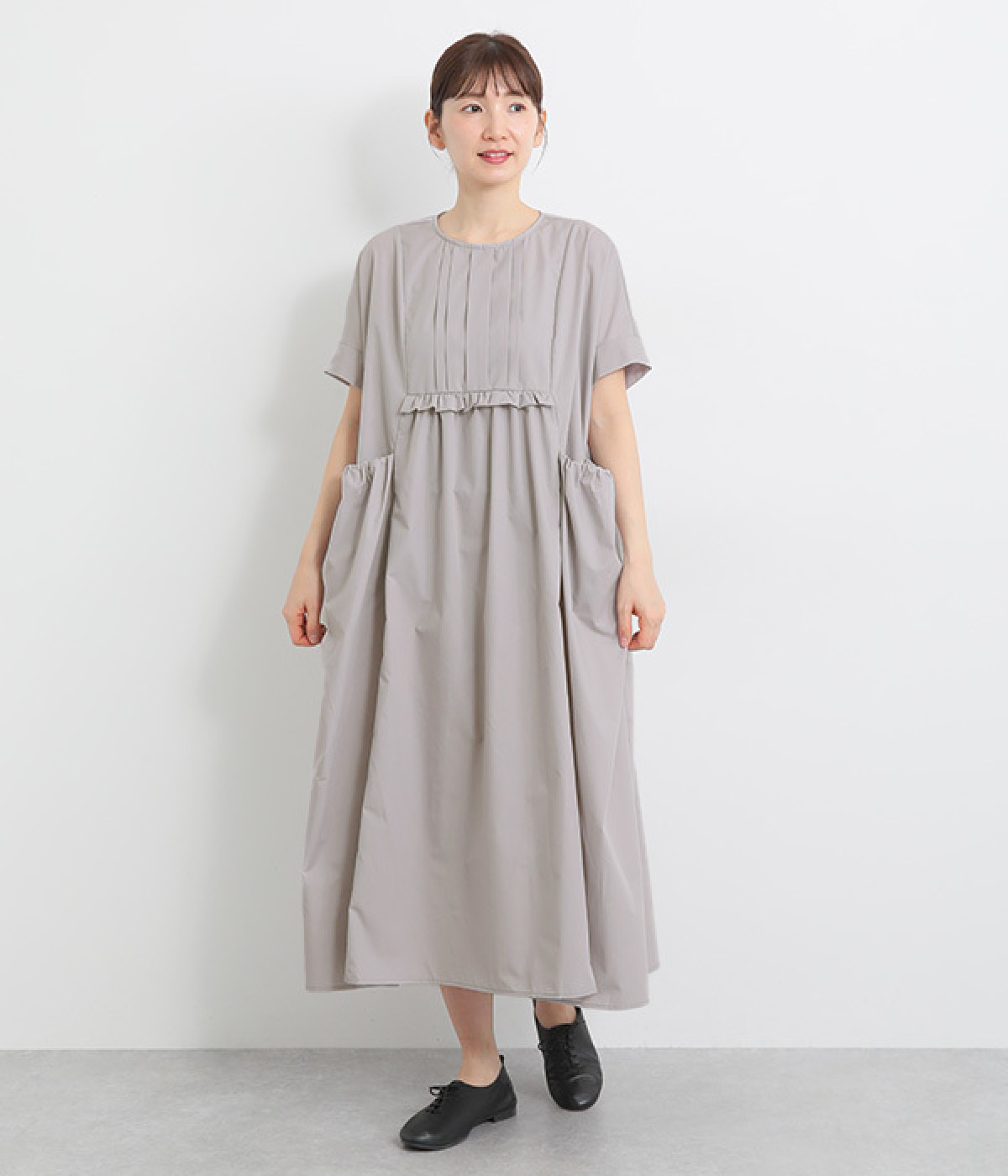 フロントタックデザインドレス(グレー-ONESIZE)