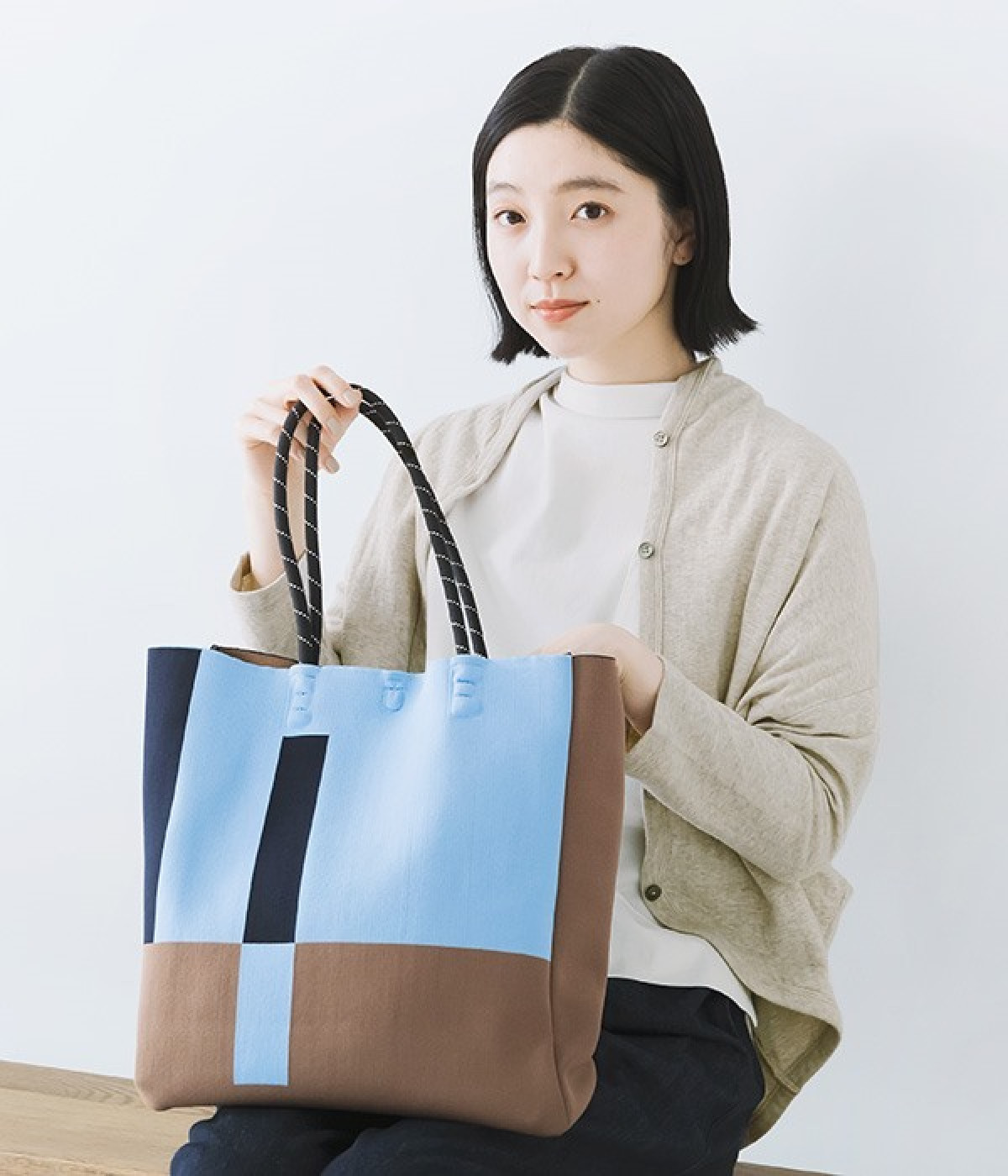ラインニットバッグNEW(ブルー-ONESIZE)