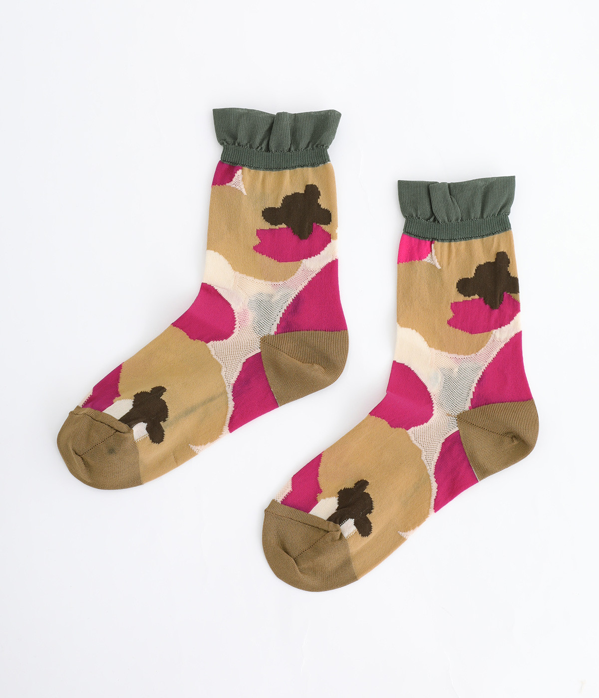 FLOWER MESH SOCKS(キャメル-ONESIZE)