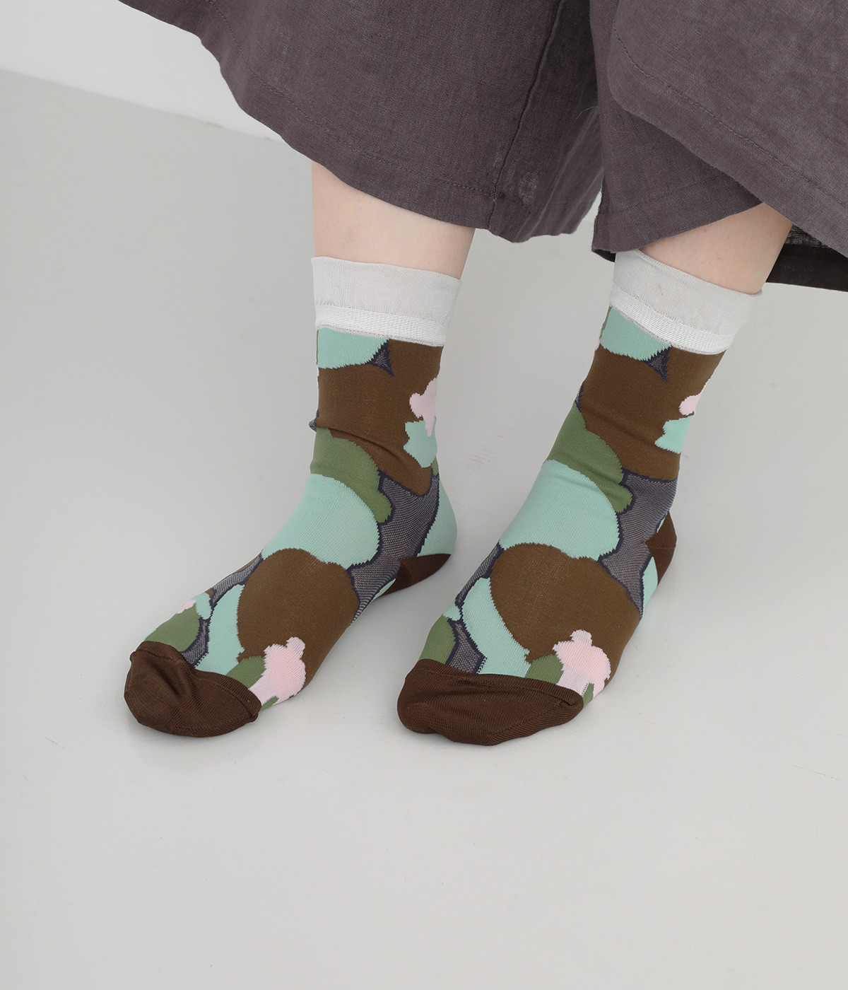 FLOWER MESH SOCKS(ダークブラウン-ONESIZE)
