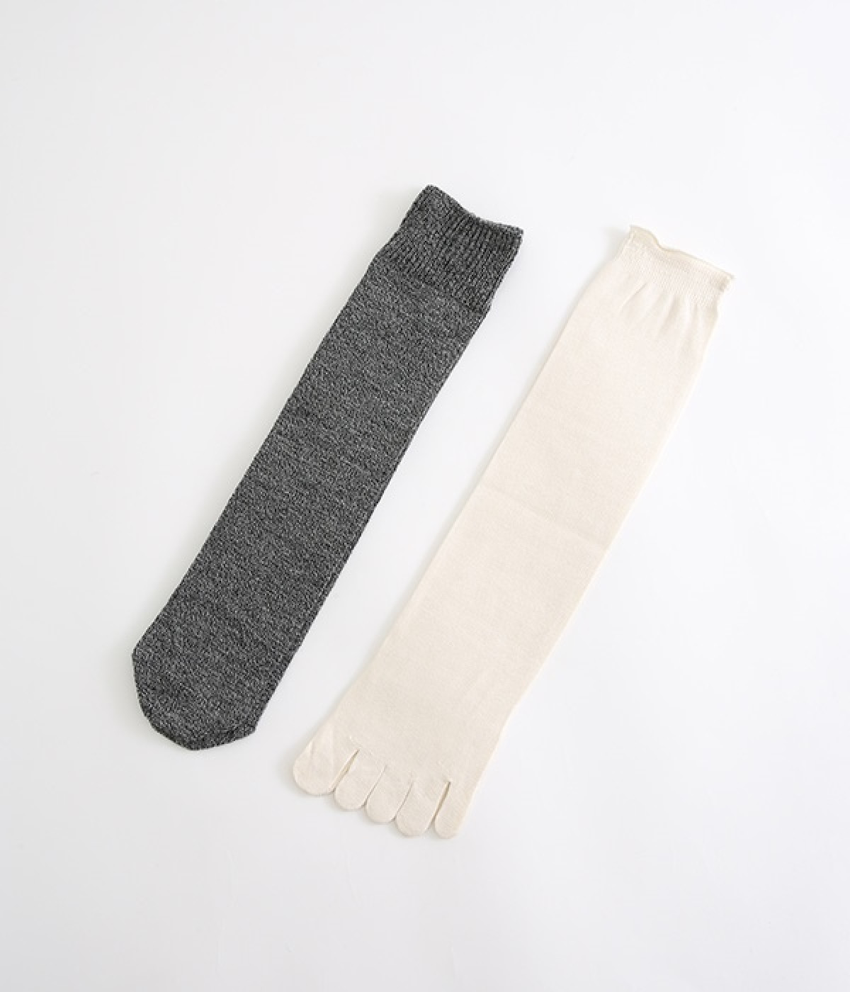 お手軽冷えとり靴下　重ね履き　2足セット(杢グレー-ONESIZE)