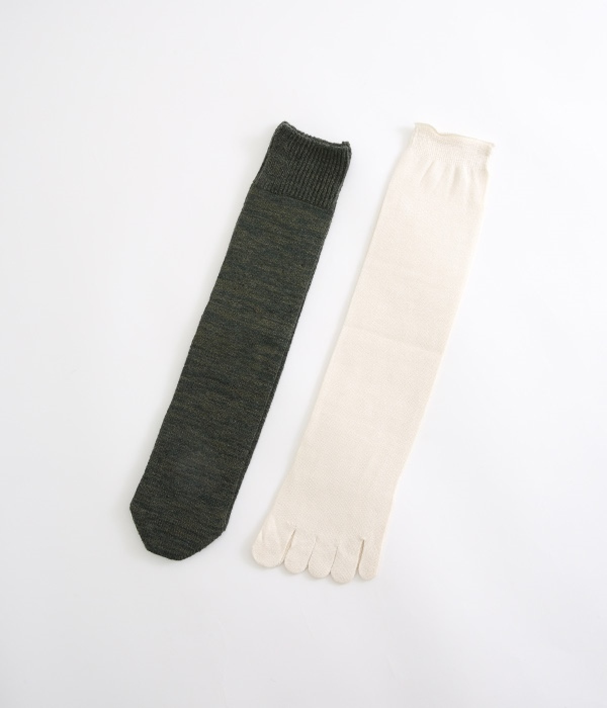 お手軽冷えとり靴下　重ね履き　2足セット(オリーブ-ONESIZE)