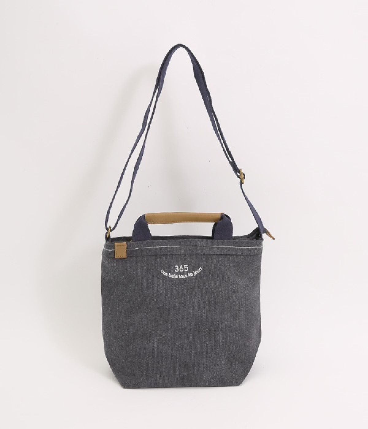 帆布　ロゴ刺繍　２WAYバッグ(ネイビー-ONESIZE)