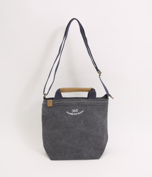 帆布　ロゴ刺繍　２WAYバッグ(ネイビー-ONESIZE)
