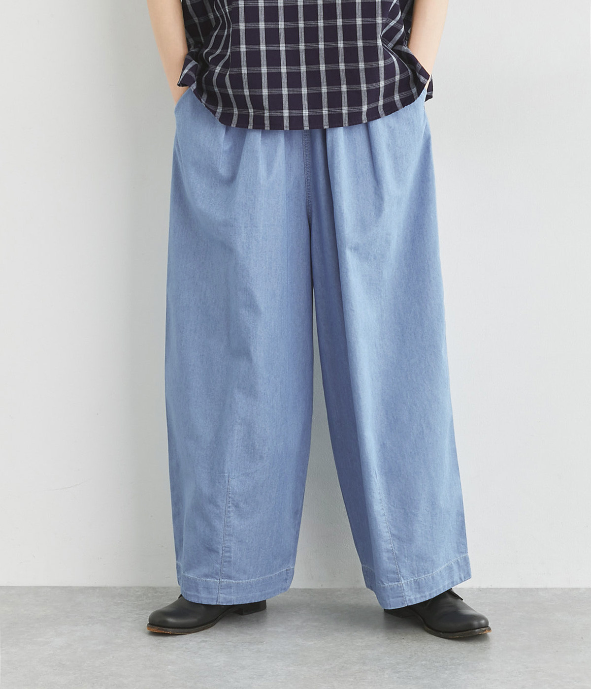 クールワイドデニムパンツ(インディゴサックス-ONESIZE)