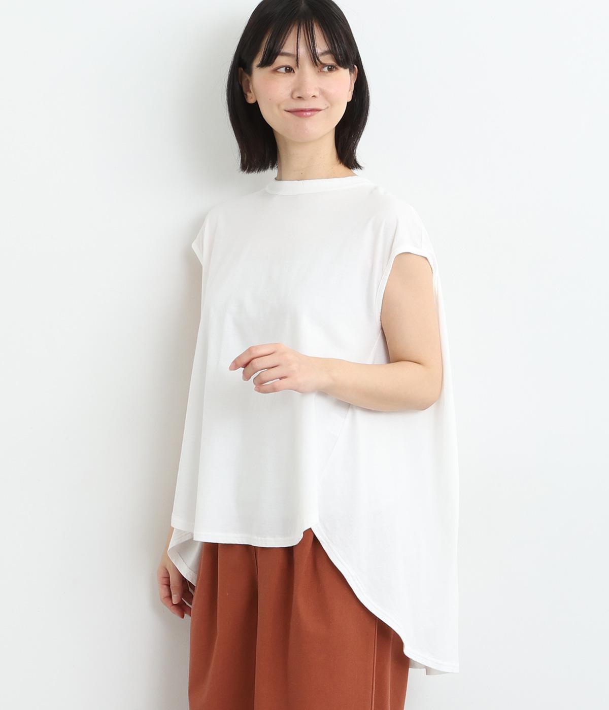 コットンバックギャザーフレンチスリーブプルオーバー(ホワイト-ONESIZE)