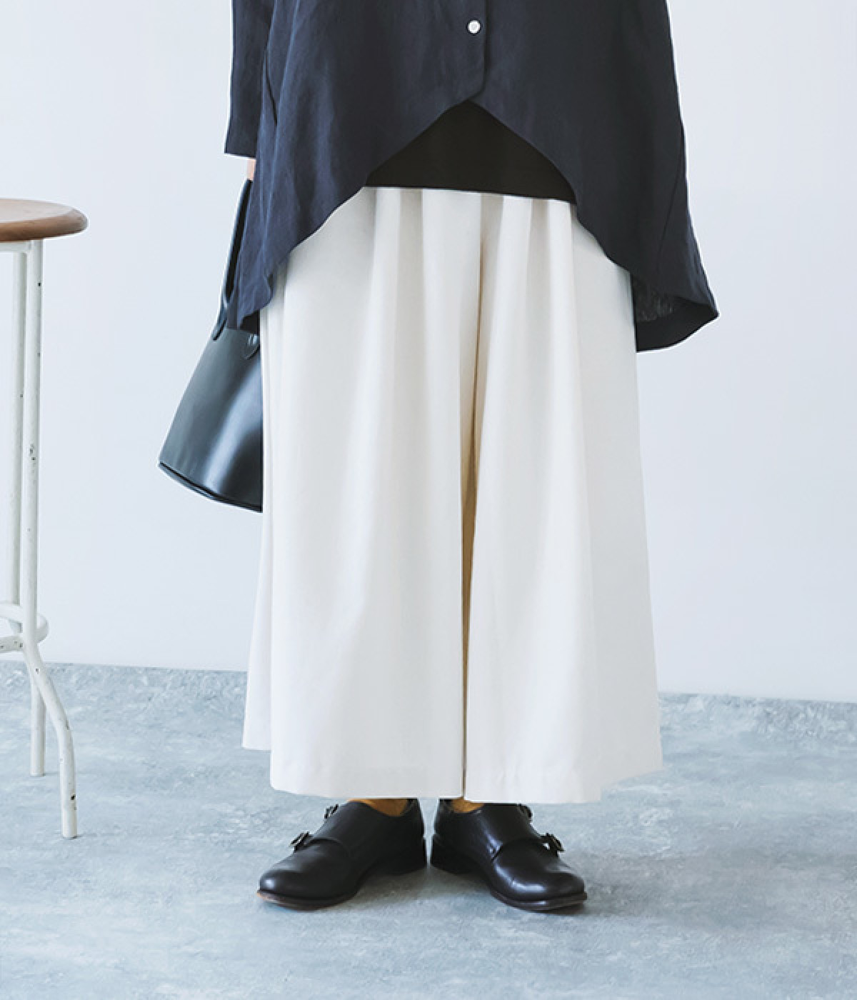 別注｜コットンリネンデニムワイドパンツ(オフホワイト-ONESIZE)