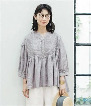 別注｜リネンピンタックボリューム袖ブラウス