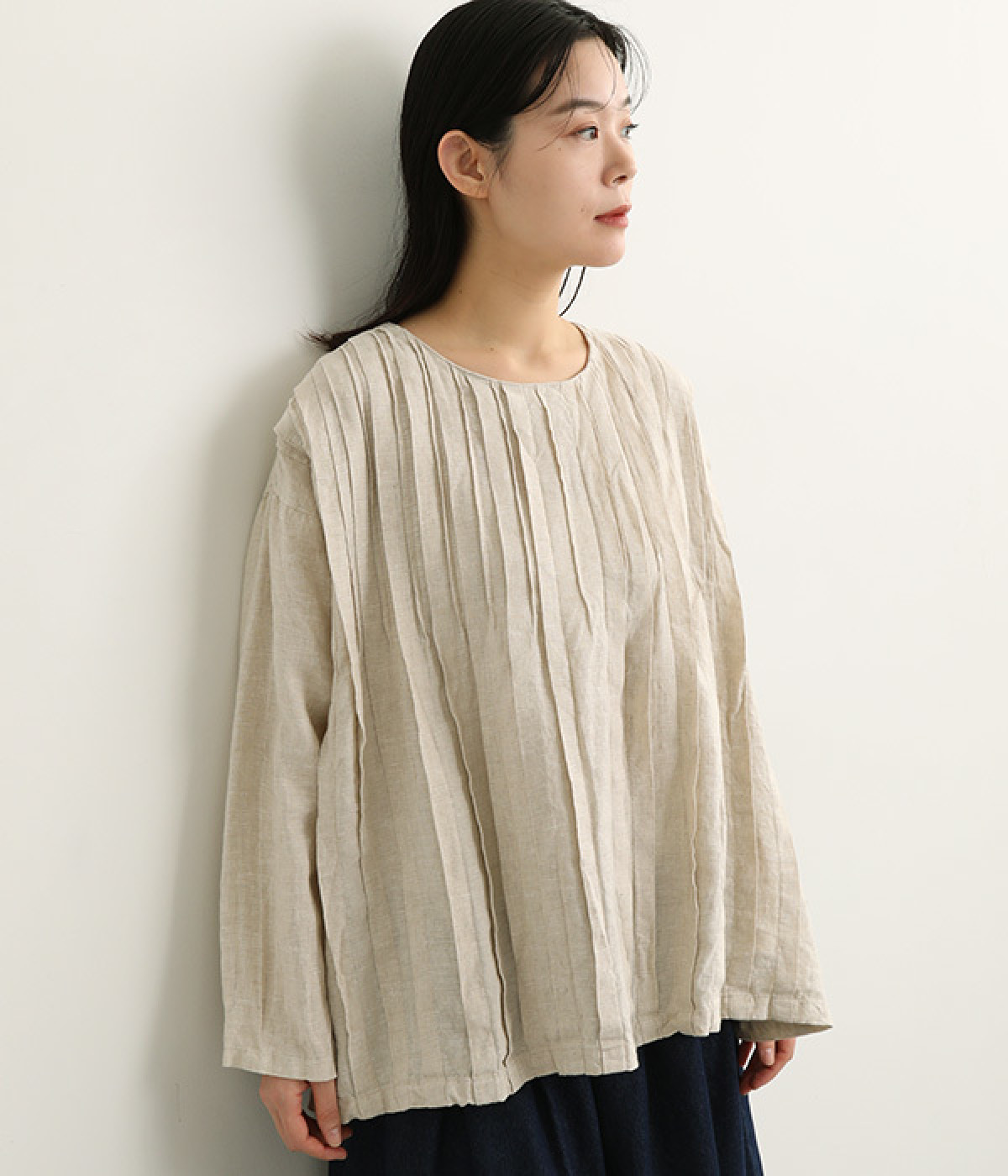 14番手リネン ピンタックバリエーションプルオーバー(キナリ-ONESIZE)