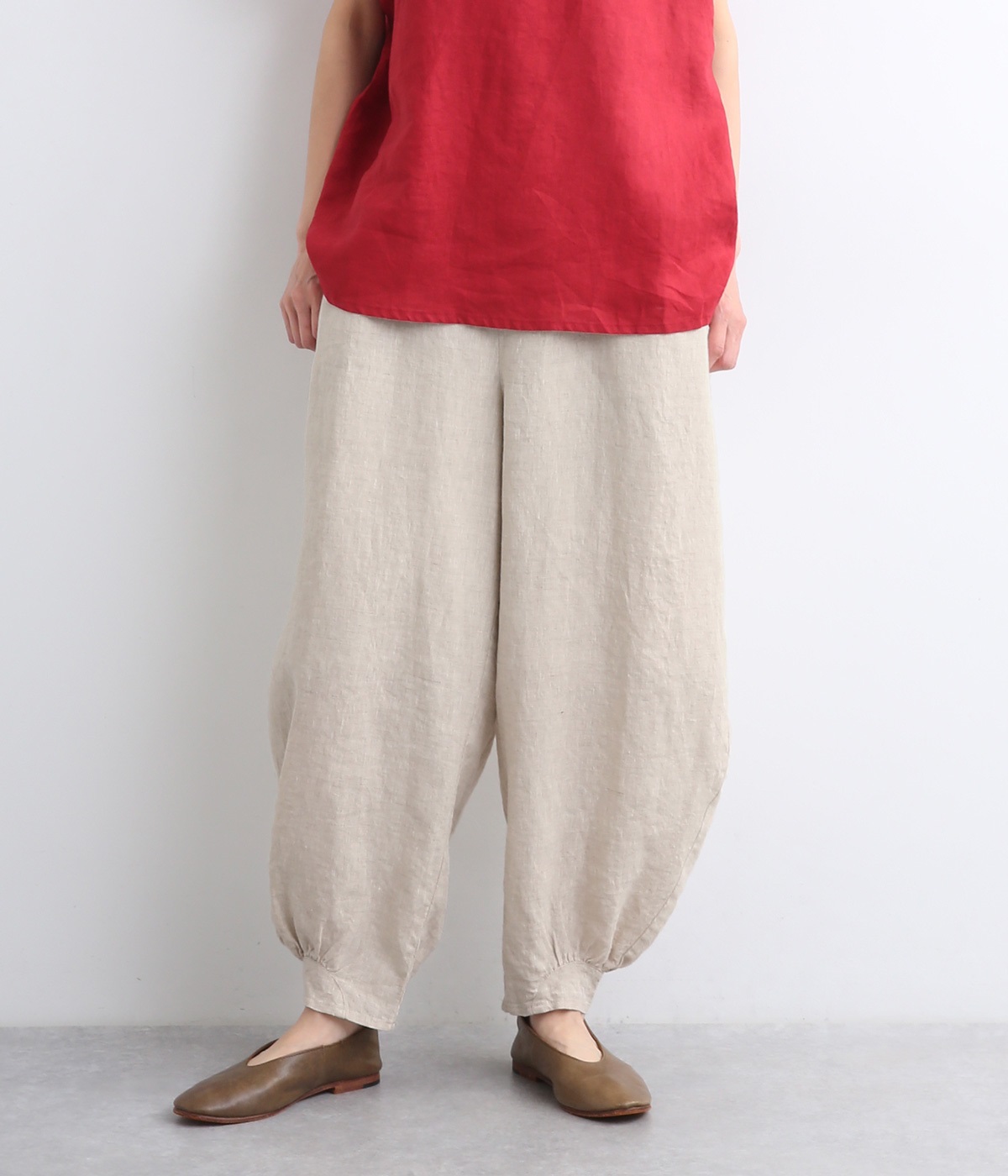 14番手リネン　後ゴム付きピエロパンツ(キナリ-ONESIZE)