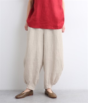 14番手リネン　後ゴム付きピエロパンツ(キナリ-ONESIZE)