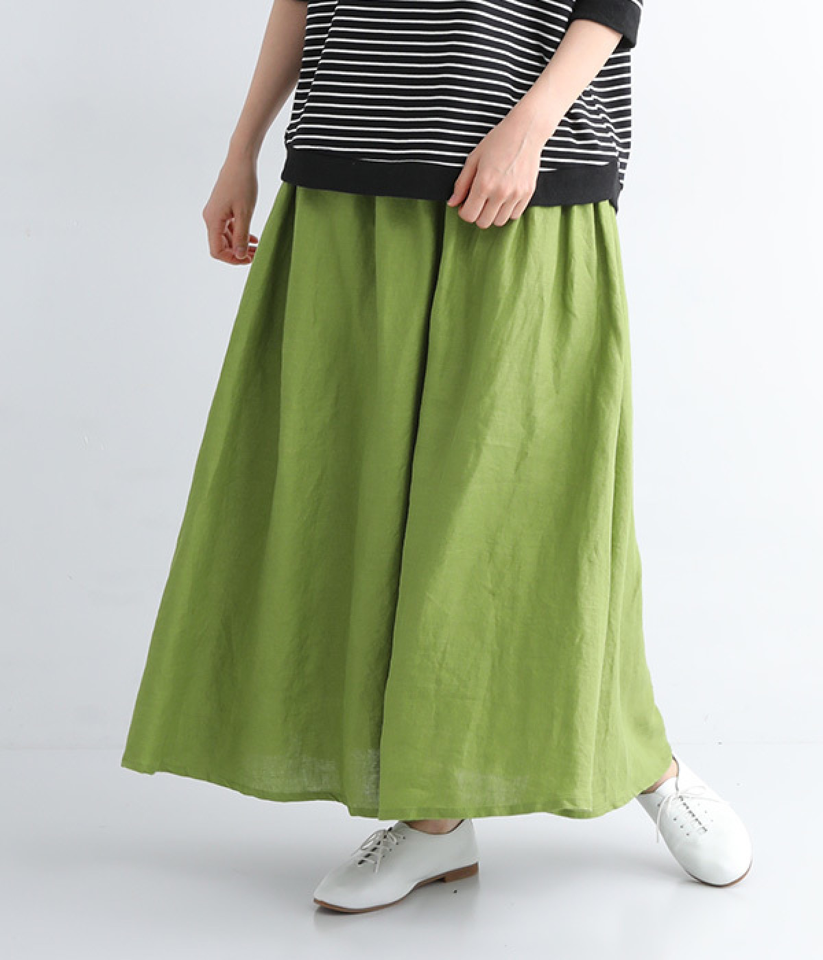 ウエストギャザースカート(イエローグリーン-ONESIZE)