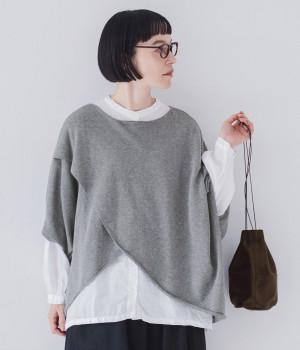 別注｜コットンニット2wayプルオーバー(グレー-ONESIZE)