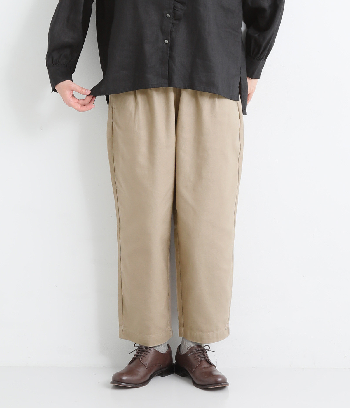カツラギセミワイドパンツ(ベージュ-L)