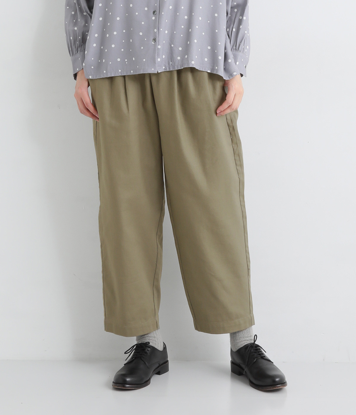カツラギセミワイドパンツ(オリーブ-L)