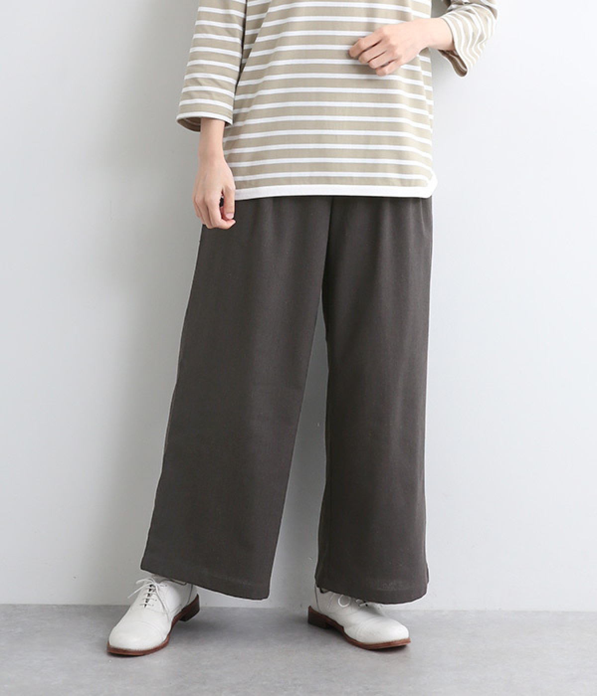 接触冷感リネンブレンドワイドパンツ(スミクロ-L)