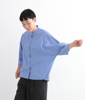 【neilikka】コットンタイプライターバンドカラードルマンシャツ