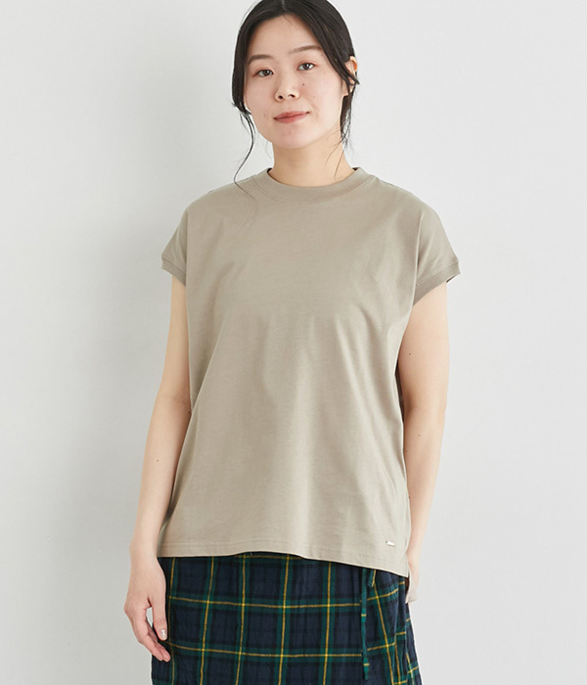 【neilikka】コットンクリーン天竺フレンチスリーブＴシャツ(モカ-L)