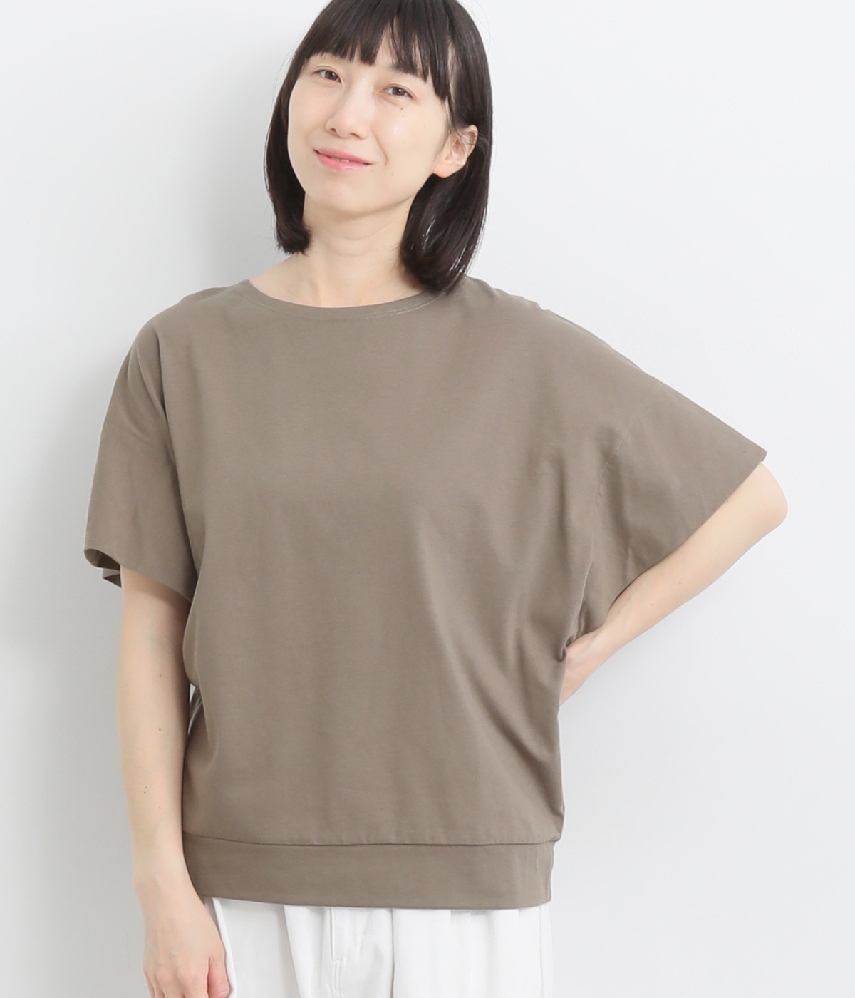 脇見せ防止ワイドドルマンＴシャツ(カーキ-L)