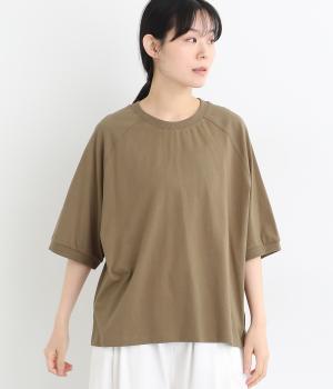 ＯＥ天竺　ラグラン6分袖Ｔシャツ(カーキ-L)